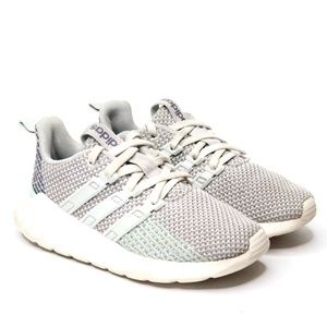 Adidas Sneakers Shoes Lace Up Blue Gray Toddler Girls Sz 12